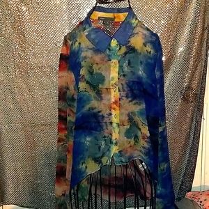NWOT VINCE sheer hi low blouse